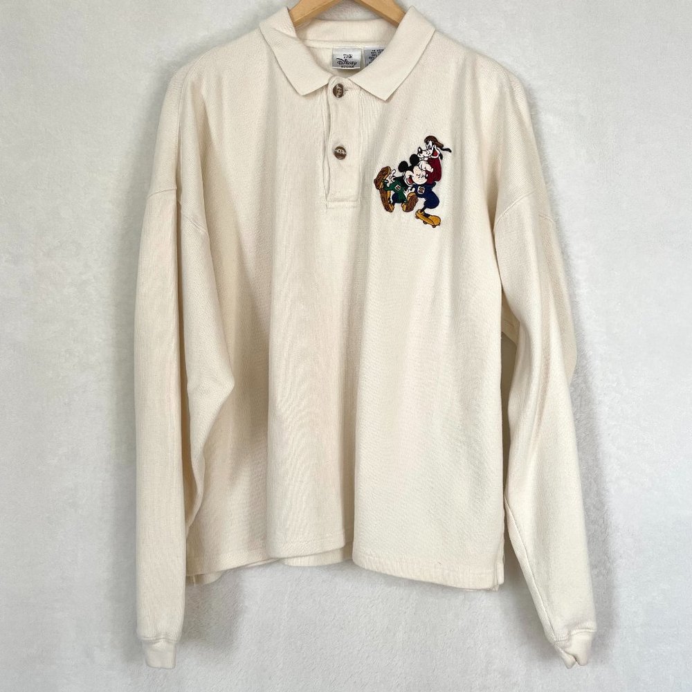 90's Vintage Disney Long Sleeve Sweater Knit Polo Collar